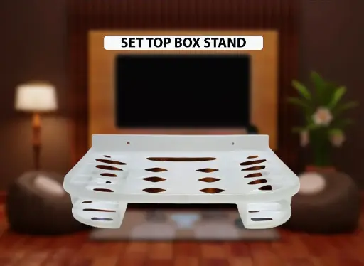 [WS001] Wall Mount Router Stand Set top Box Stand Setup Box Shelves Remote Holder Plastic Wall Shelf  (White)
