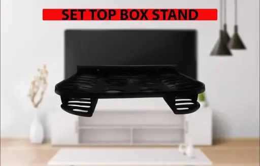 [BS002] Stream Plus Set Top Box Wall Shelf With Remote Stand Plastic Wall Shelf Plastic Wall Shelf  (Black)