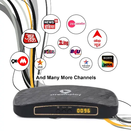 [2424E] STREAM PLUS DDFree Dish High-Quality Set Top Box 145+Channels Media Streaming Device (Black) Media Streaming Device (Black)